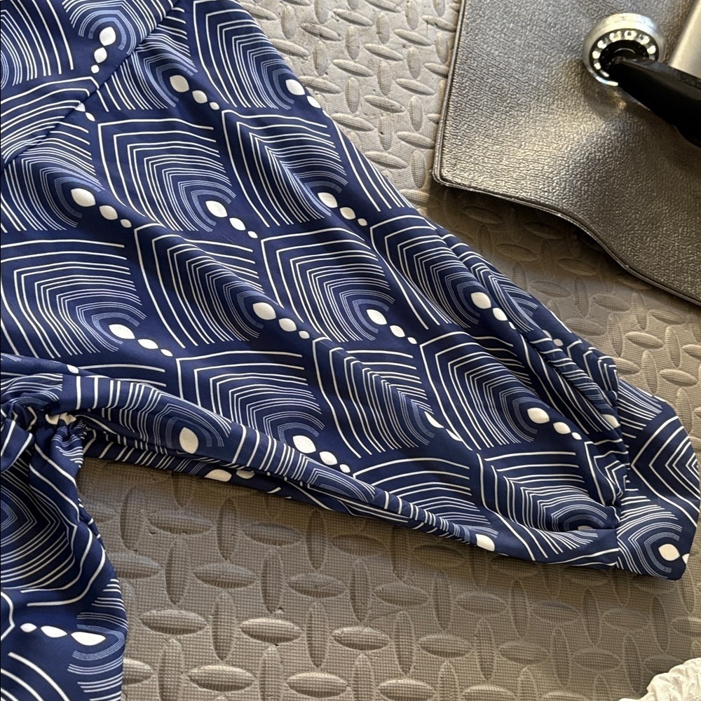 Navy Blue Patterned Dress - Picture 4 of 5